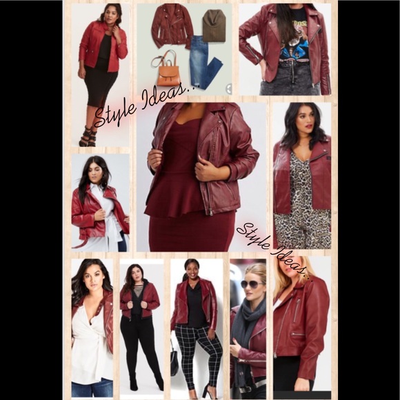 LAST ONE🎉HP❗️Plus Dark Red Zipper Motto Jacket - Picture 3 of 8